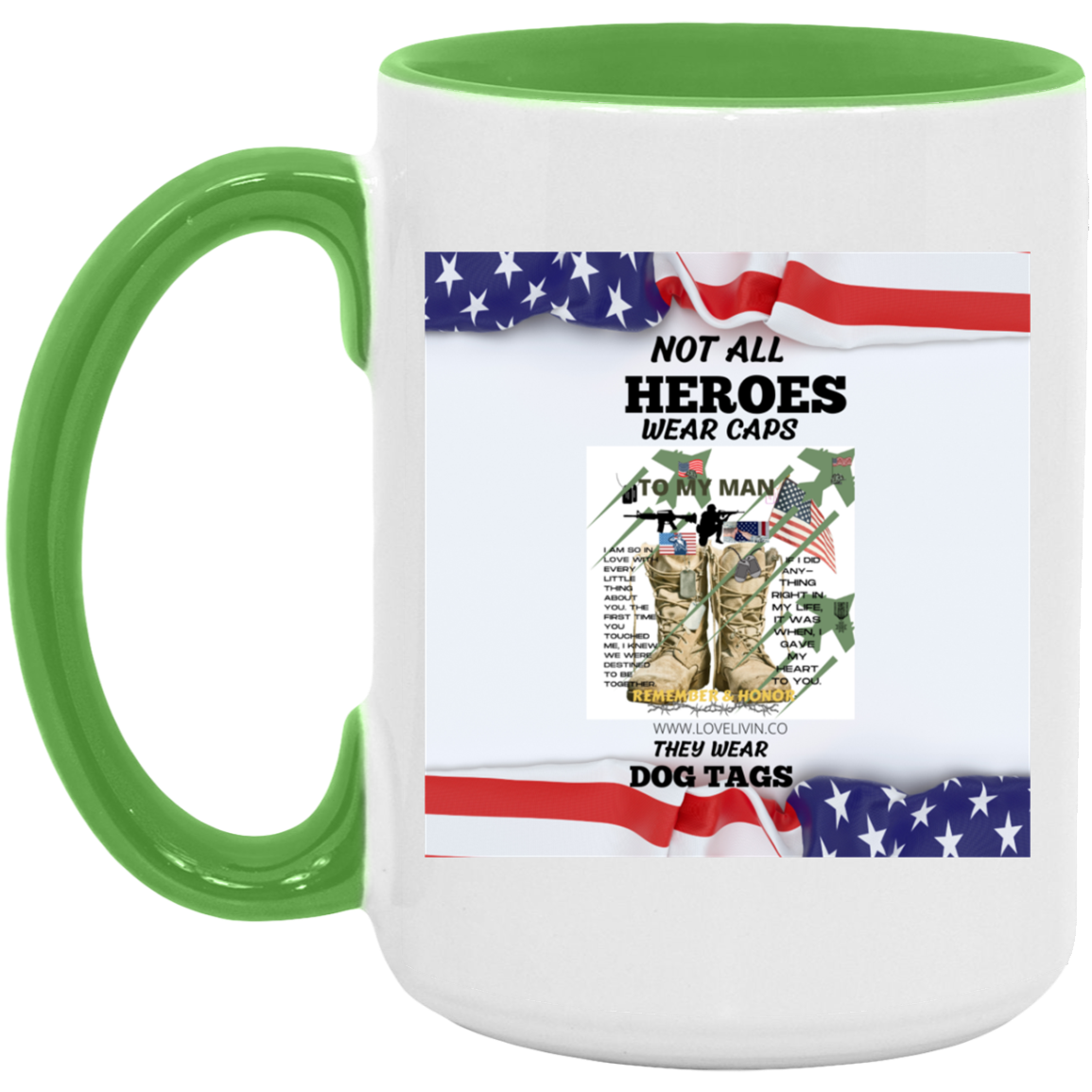Not All Heroes Wear Hat S/W-Dog Tag15oz. Accent Mug