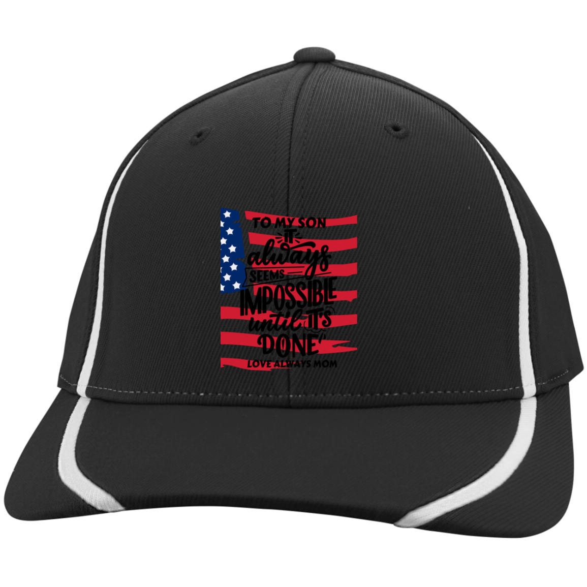 Black White Modern Typography Flexfit Color block Cap