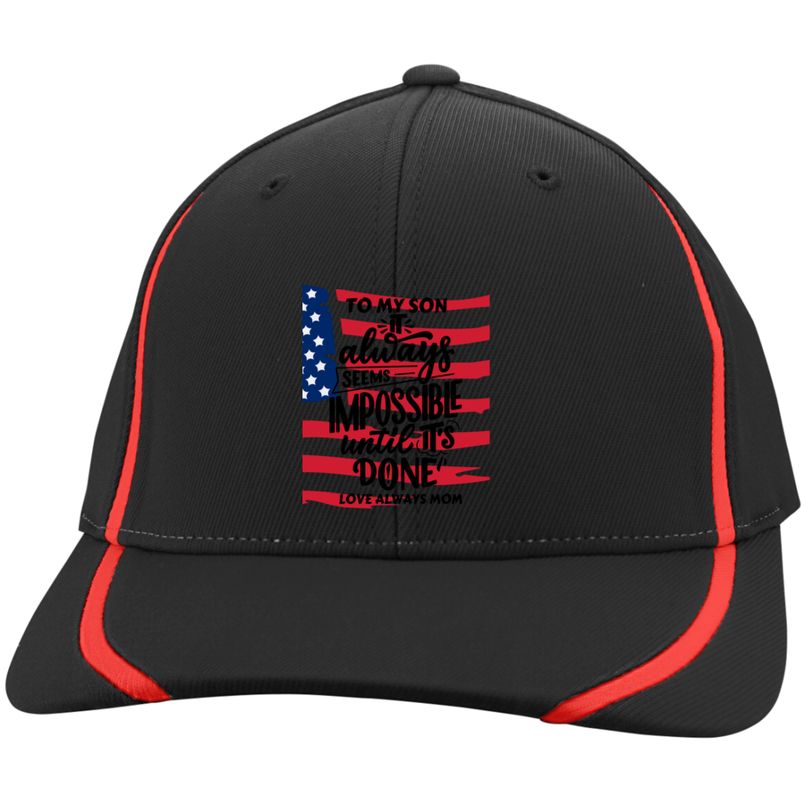 Black White Modern Typography Flexfit Color block Cap