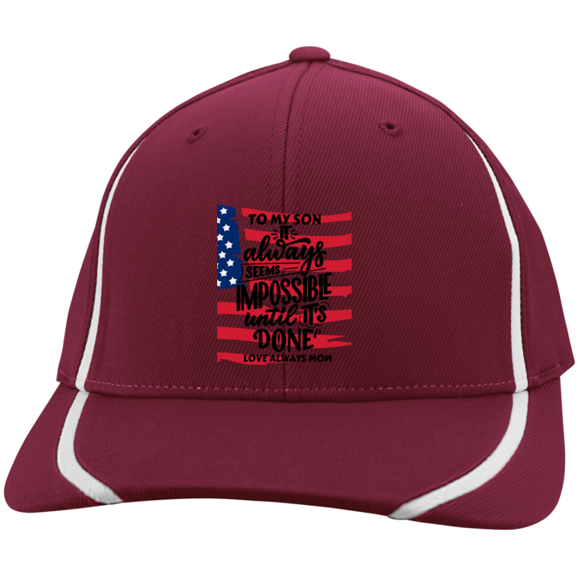 Black White Modern Typography Flexfit Color block Cap
