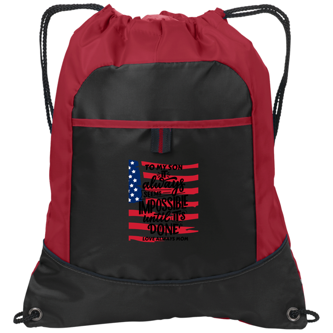 Black White Modern Pocket Cinch Pack Bag