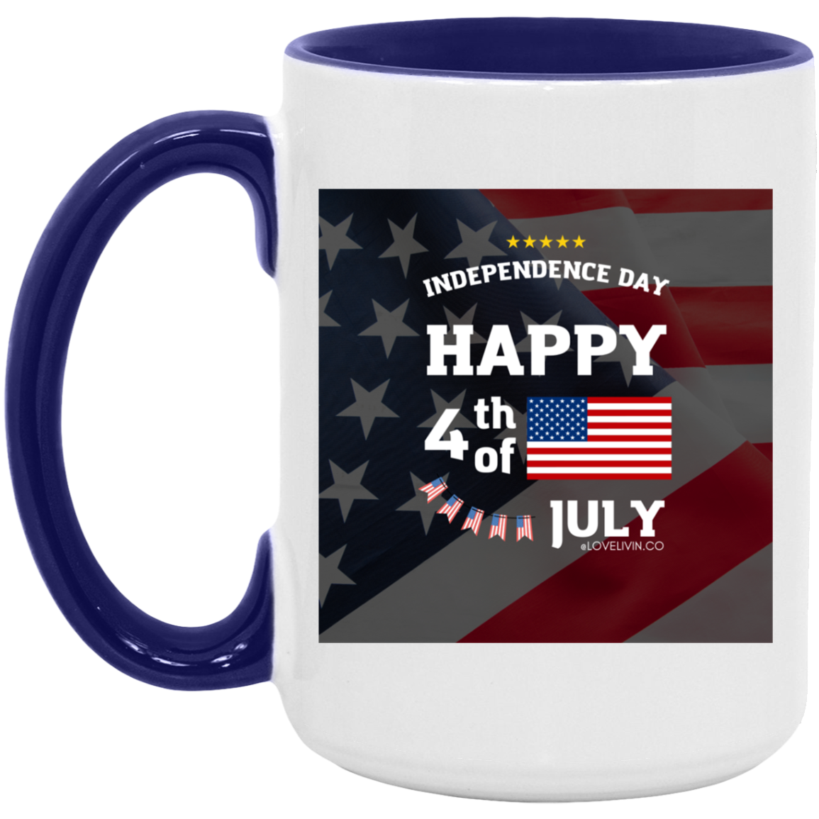 Independence day. USA-FLAG-15oz. Accent Mug