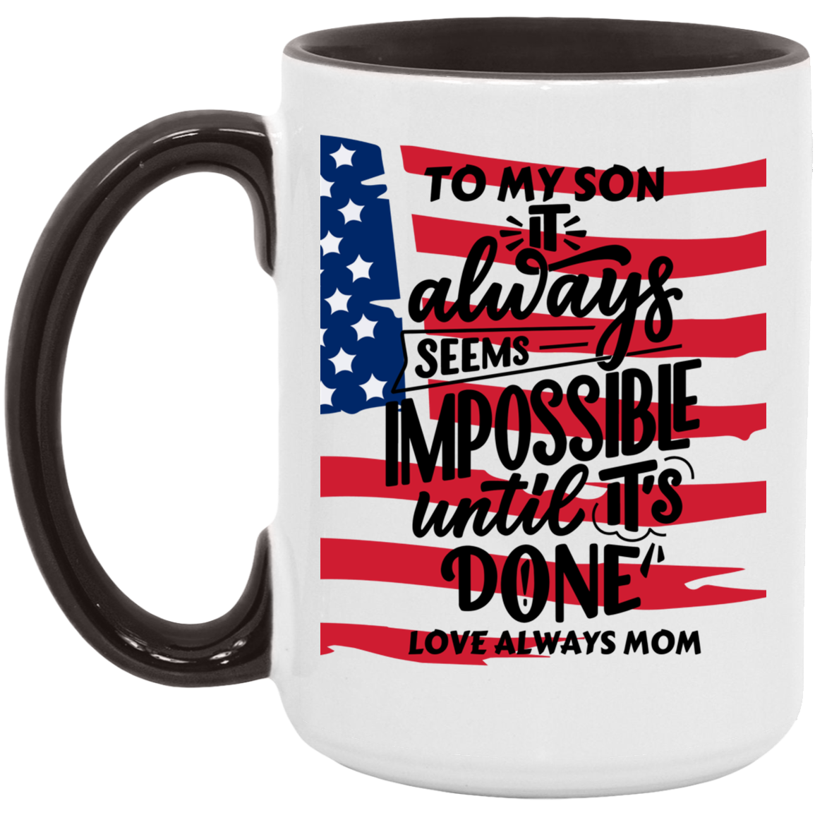 Black White W/Flag 15oz. Accent Mug