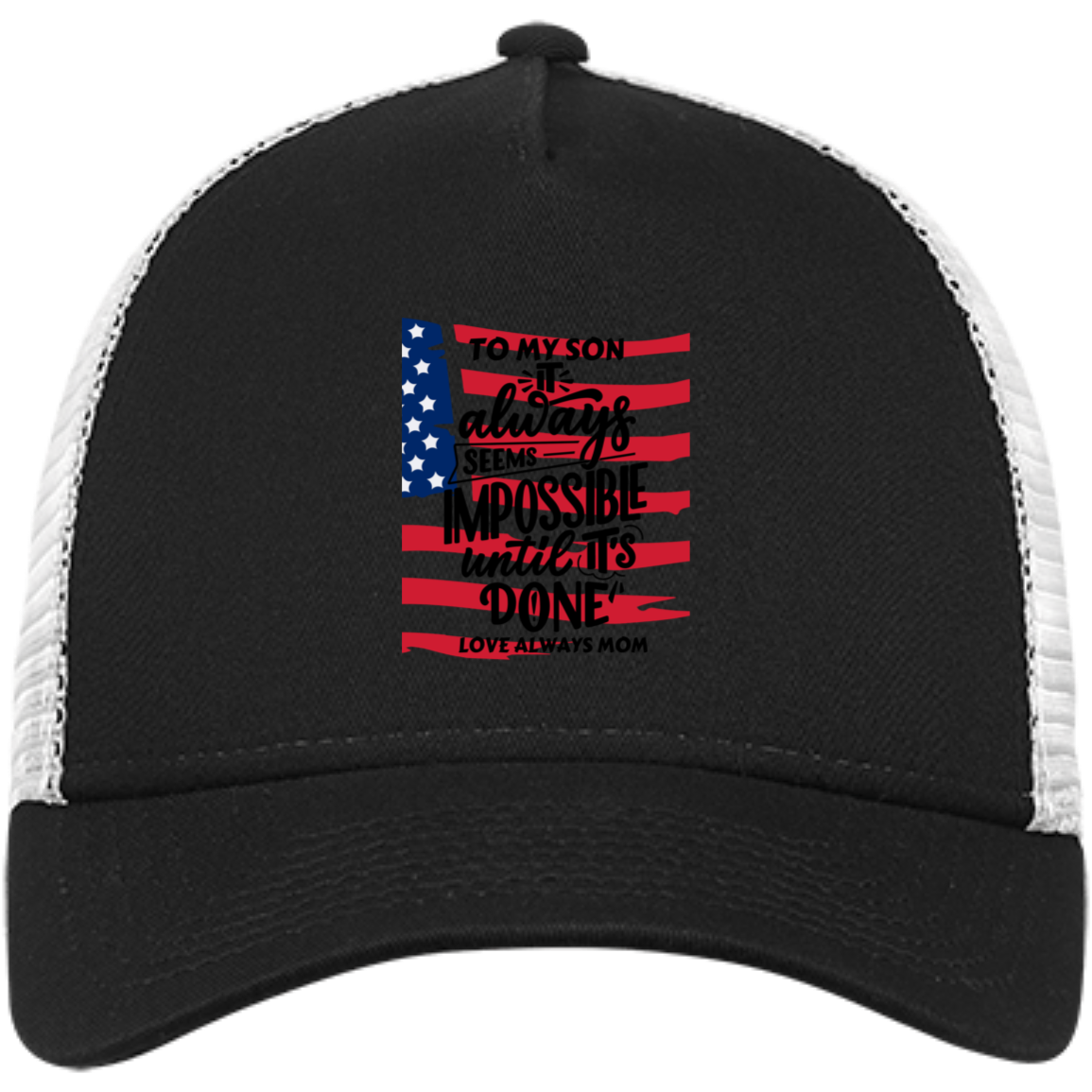 Black White Modern Typography Snapback Trucker Cap