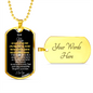 To My MEN- Lion- Military Dog Tag