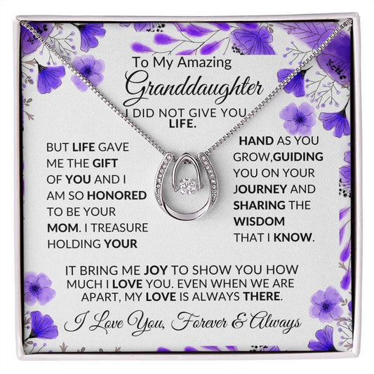 To My Amazing Granddaughter -Pure Luck- Pendant Necklace