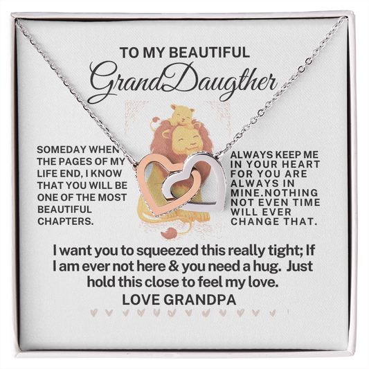 To My Granddaughter -Love-  Interlocking Hearts Necklace
