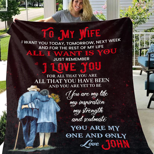 To My Wife-All I Want Is-Personalized Premium Mink Sherpa Blanket 50x60