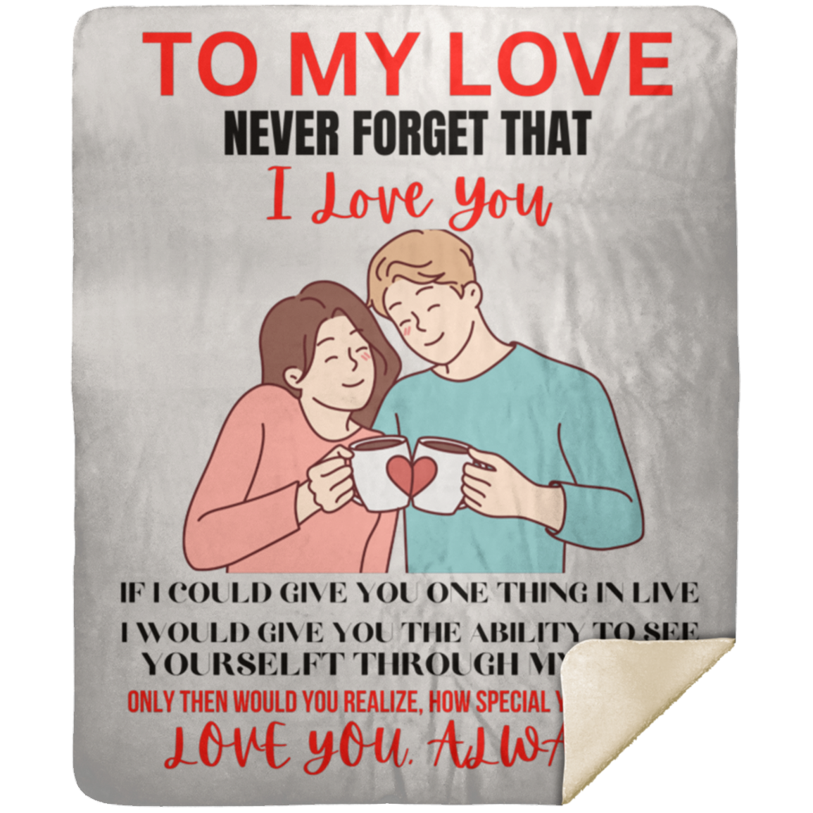 TO MY LOVER-COFFEE BREAK-Never Forget Personalized Premium Mink Sherpa Blanket 50x60-