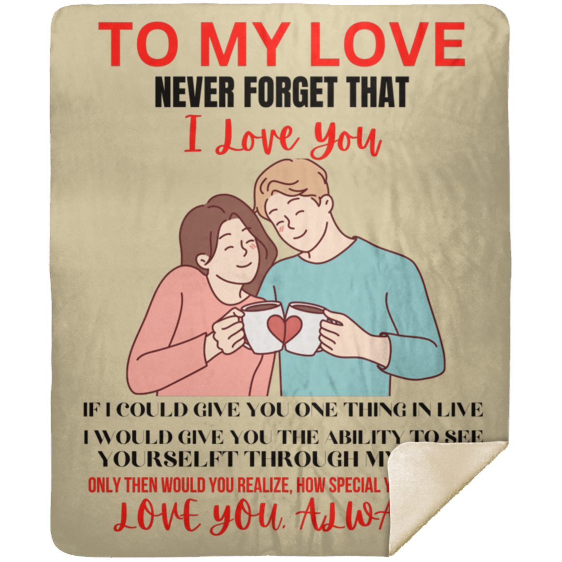 TO MY LOVER-COFFEE BREAK-Never Forget Personalized Premium Mink Sherpa Blanket 50x60-