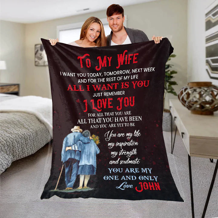 To My Wife-All I Want Is-Personalized Premium Mink Sherpa Blanket 50x60