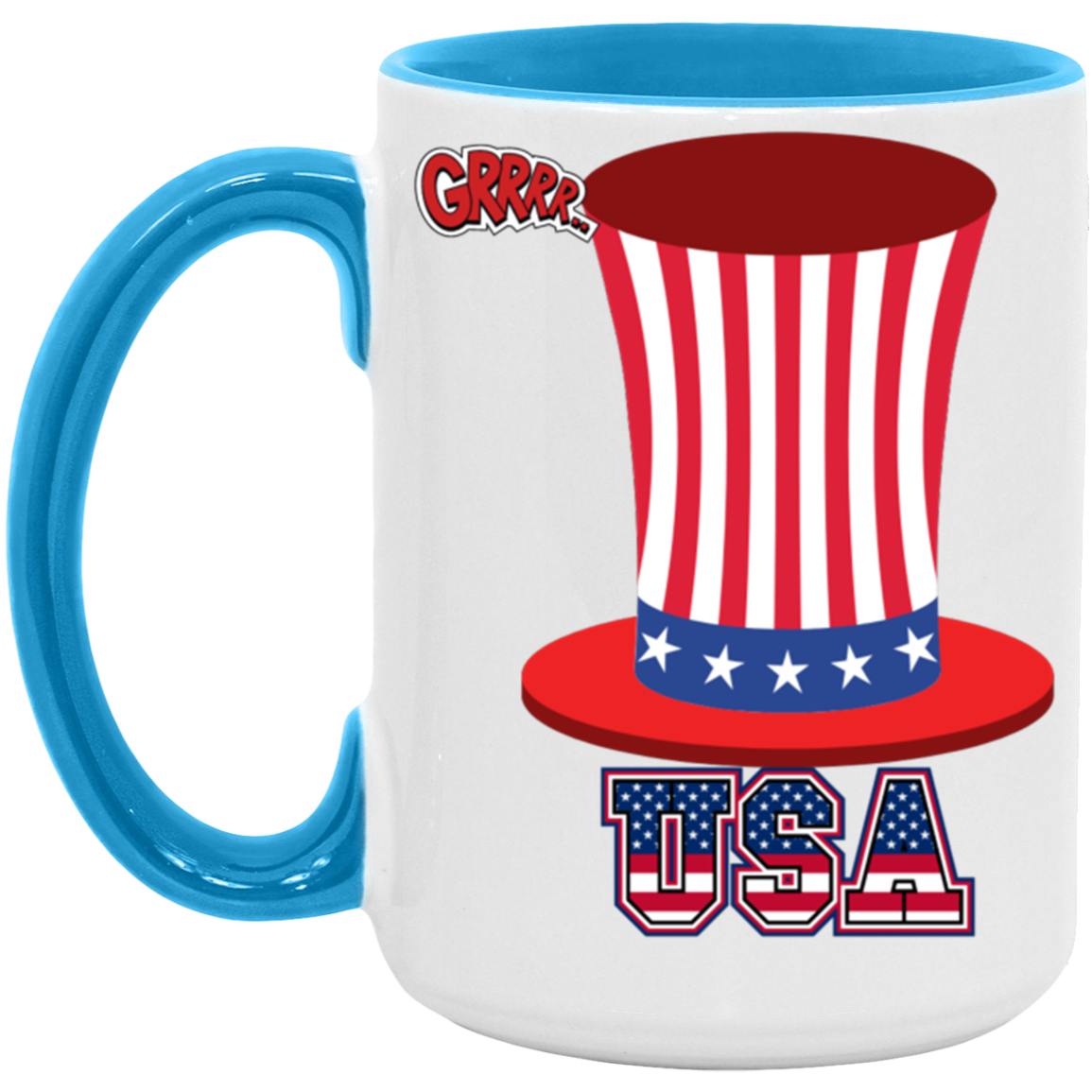 USA HAT LG-FLAG HAT- 15oz. Accent Mug