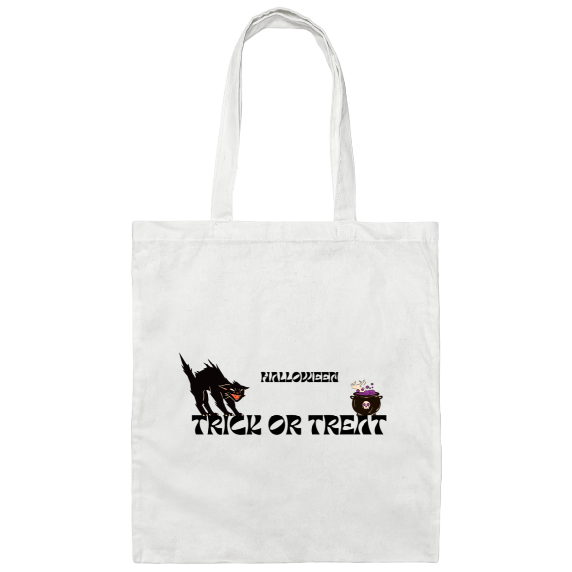 Orange and Black Cat- Halloween Illustrated-100% Cotton Canvas Tote Bag