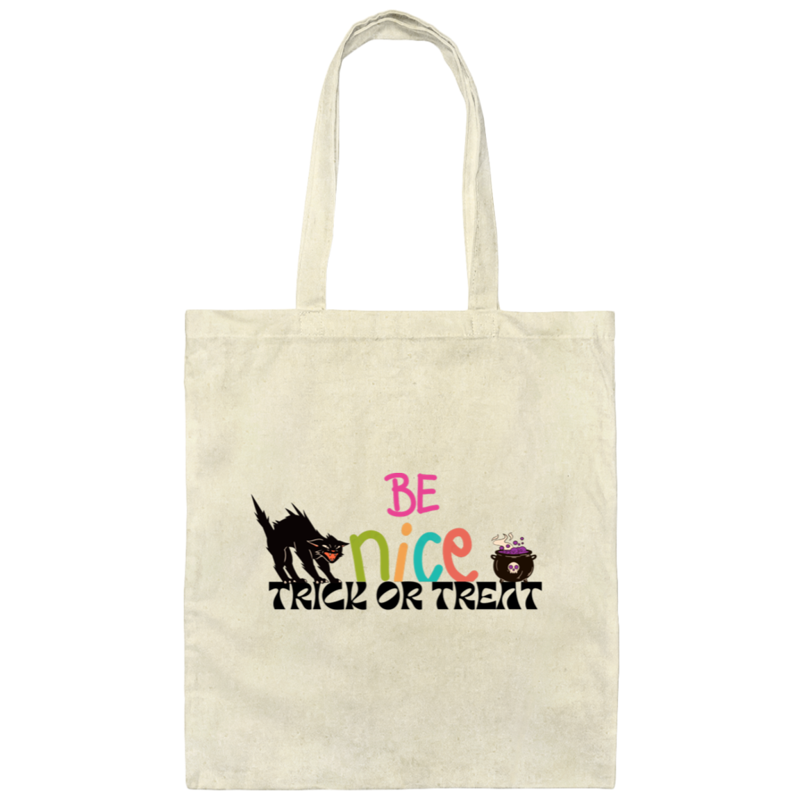 Orange and Black Cat- Halloween Illustrated-100% Cotton Canvas Tote Bag