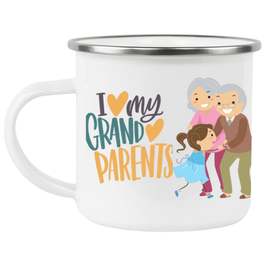 I LOVE MY GRAND PARENTS-12 OZ- Enamel Camping Mug
