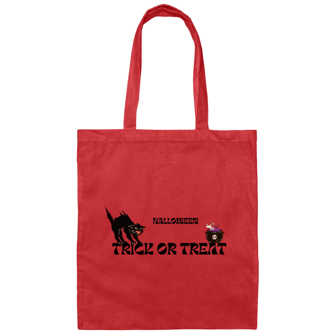 Orange and Black Cat- Halloween Illustrated-100% Cotton Canvas Tote Bag