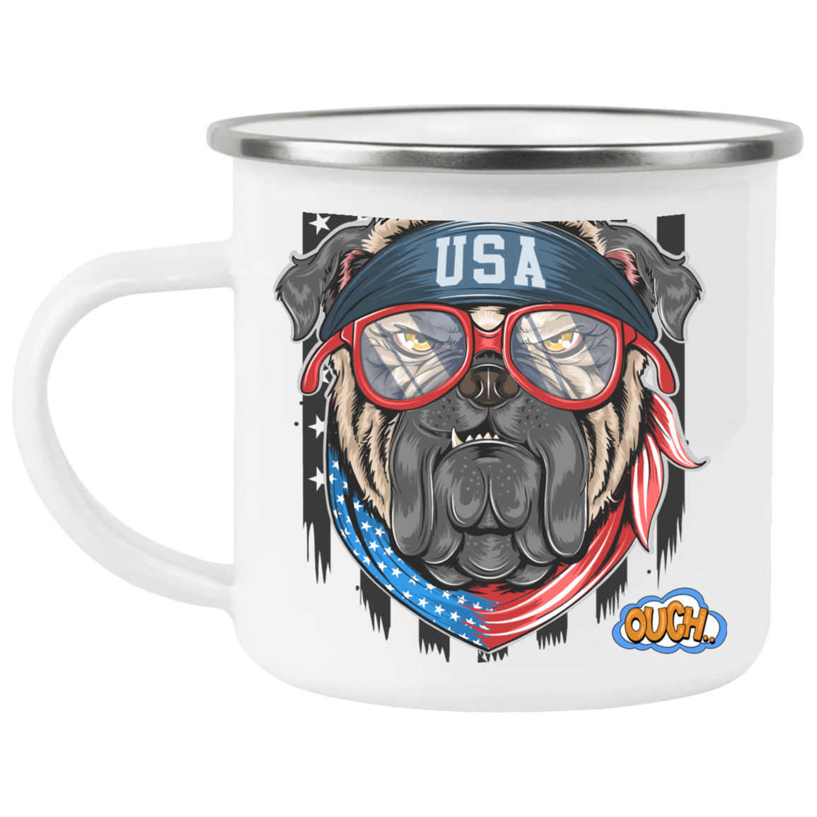 USA DOG-OUCH-12 Fl oz Enamel Coating and Rounded Mug