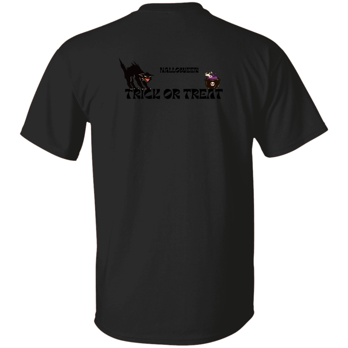 Orange and Black-Cat Halloween Illustrated-T-Shirt