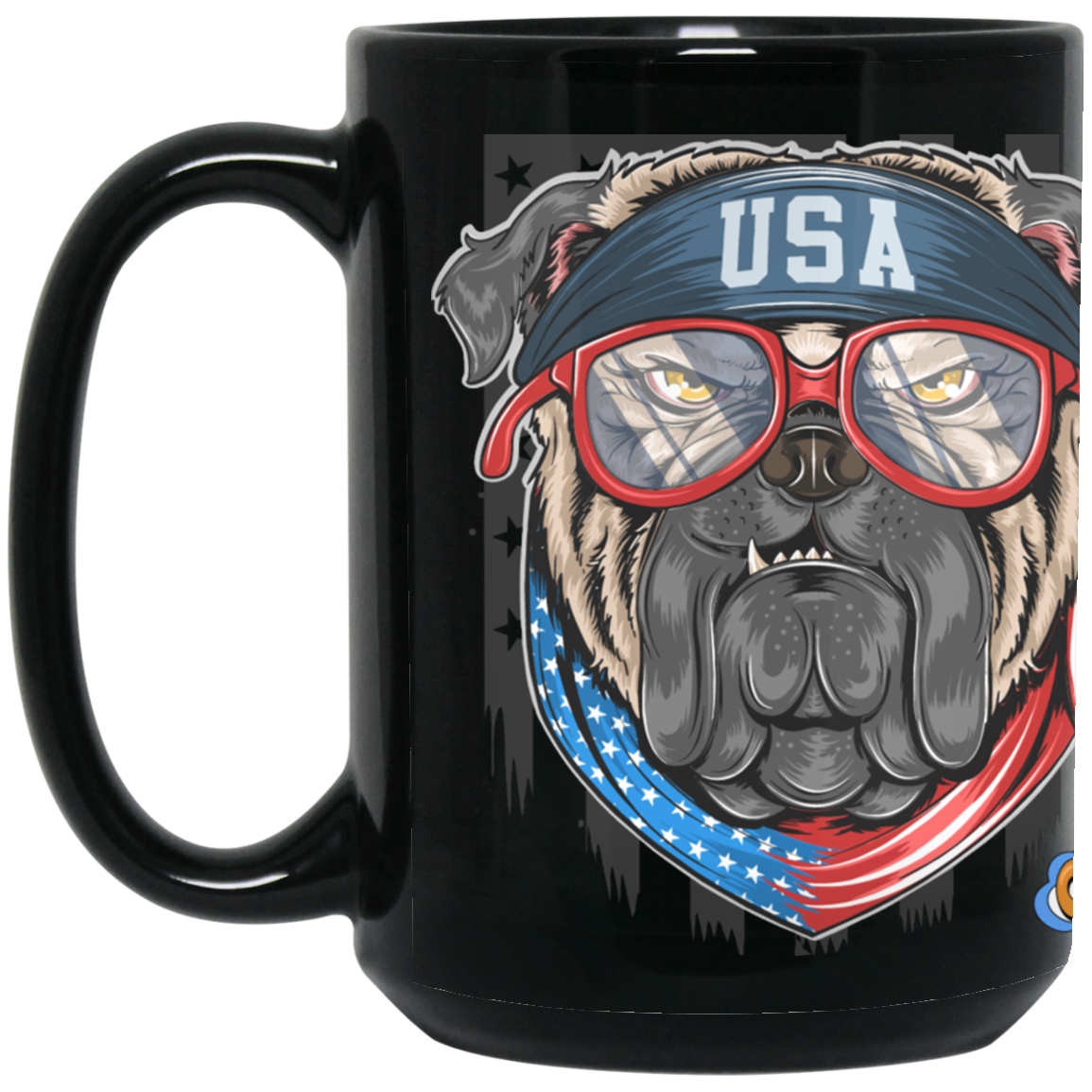 USA DOG-OUCH-15oz Black Gloss Ceramic Mug