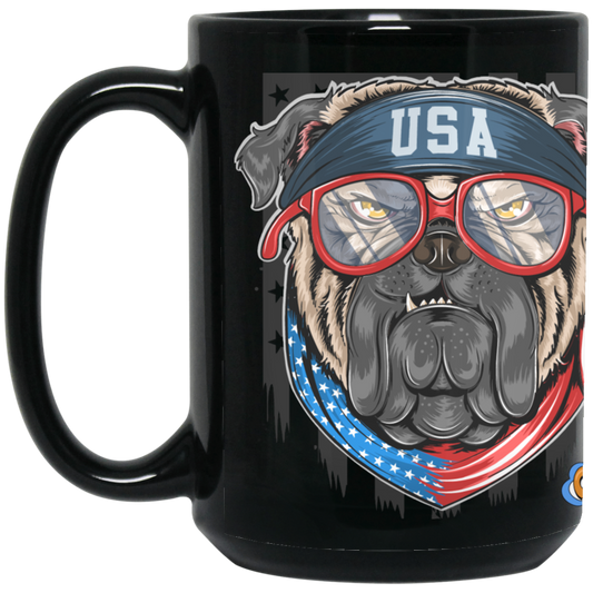 USA DOG-OUCH-15oz Black Gloss Ceramic Mug