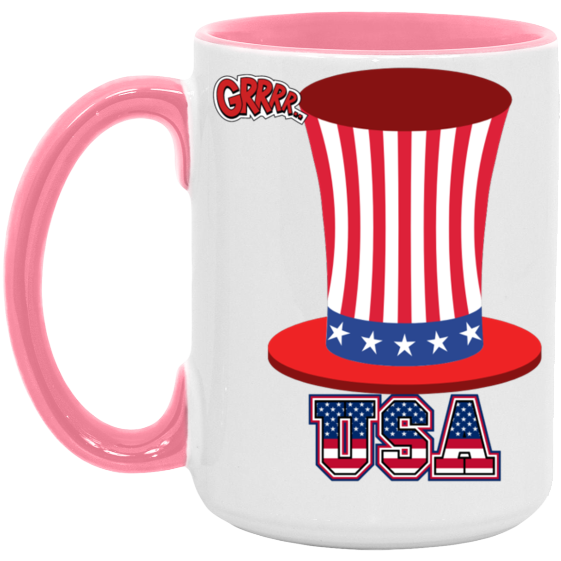 USA HAT LG-FLAG HAT- 15oz. Accent Mug