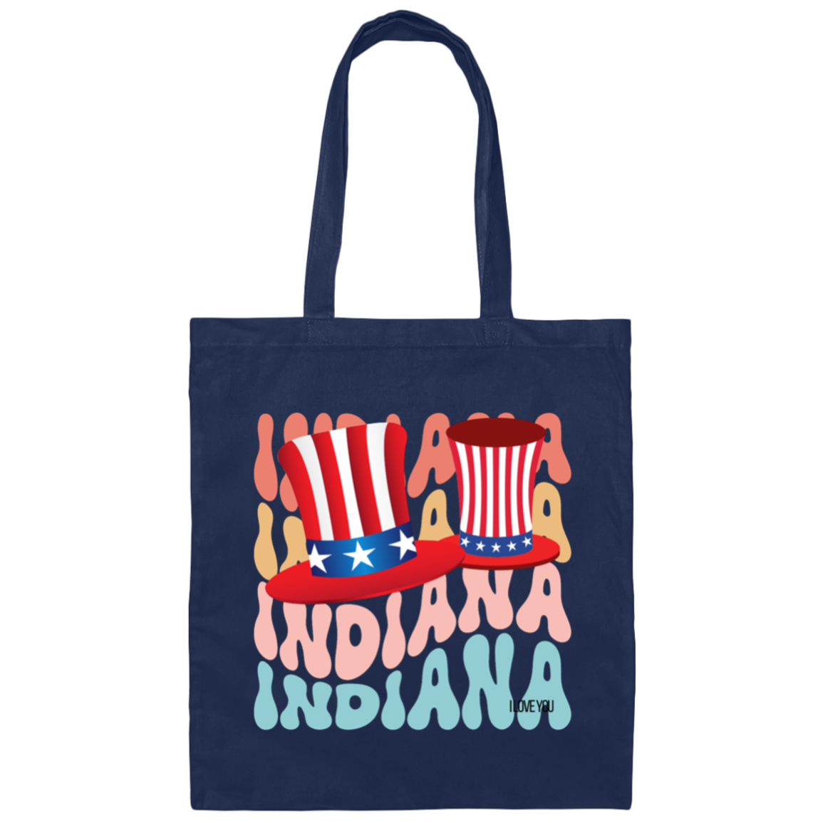 INDIANA STATE Lg. HAT W. FLAG COLOR-Cotton Canvas BAG