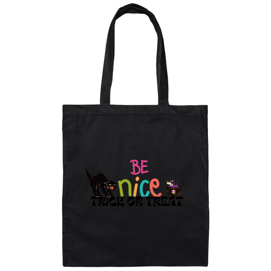 Orange and Black Cat- Halloween Illustrated-100% Cotton Canvas Tote Bag