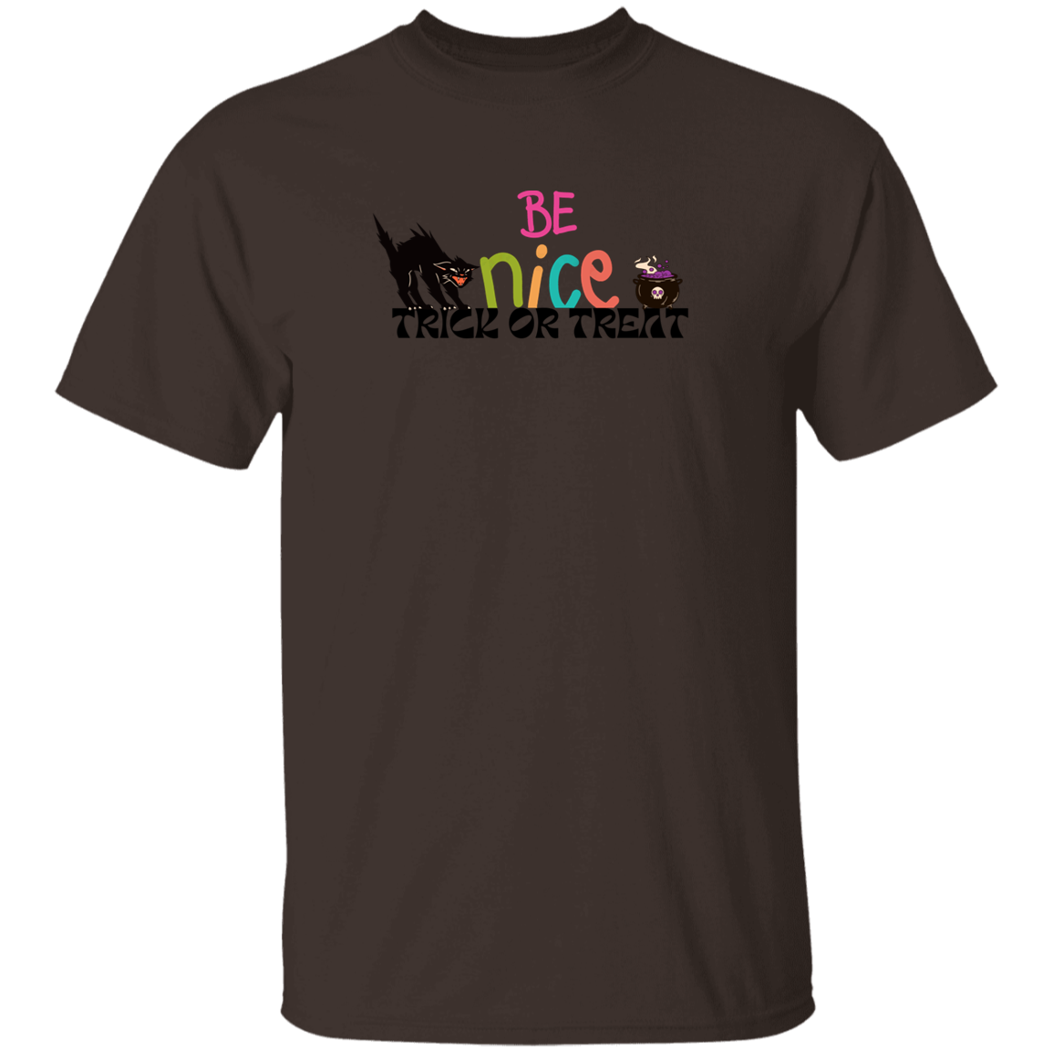 Orange and Black-Cat Halloween Illustrated-T-Shirt
