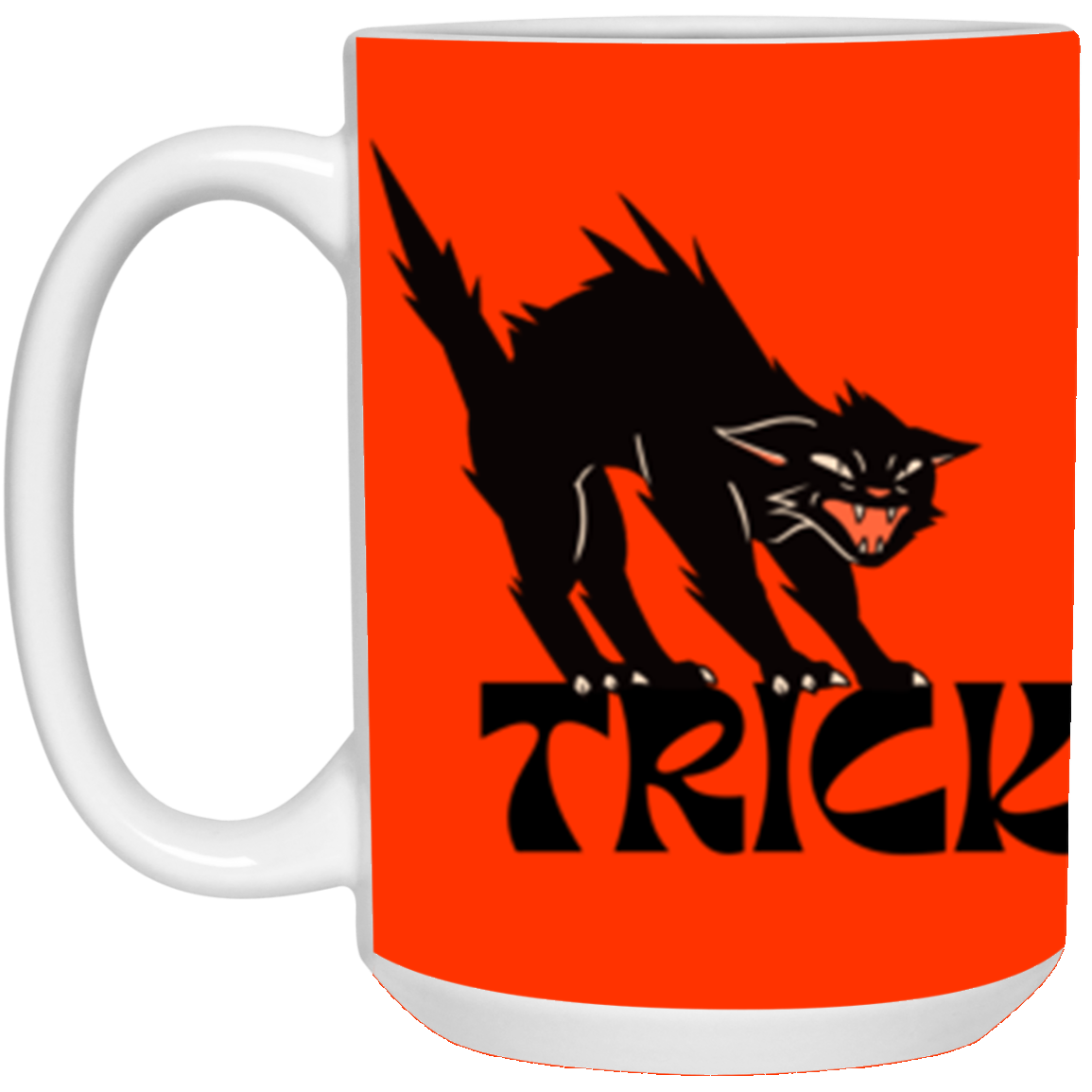 #-Orange & Black Cat Halloween 15oz-Mug
