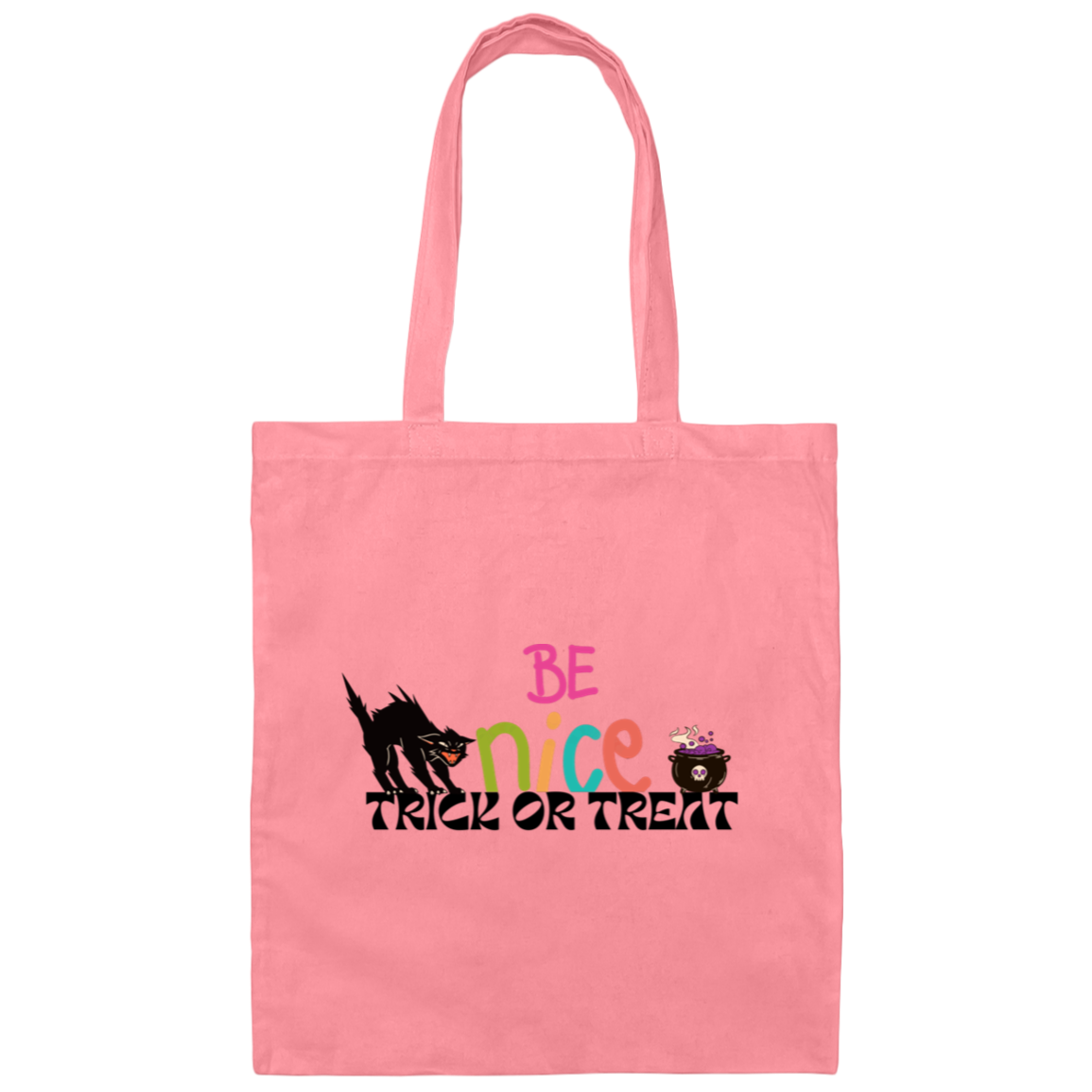 Orange and Black Cat- Halloween Illustrated-100% Cotton Canvas Tote Bag