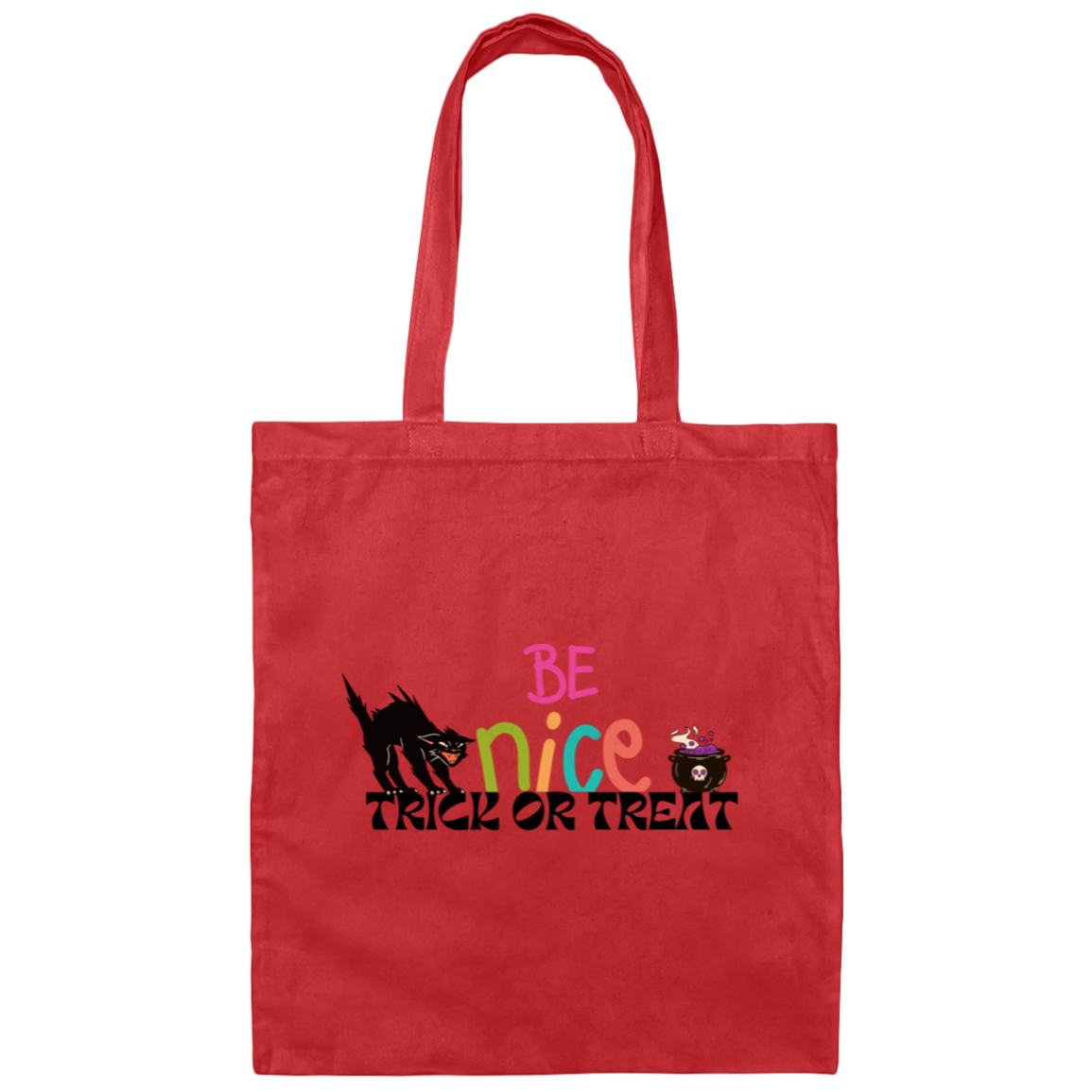 Orange and Black Cat- Halloween Illustrated-100% Cotton Canvas Tote Bag