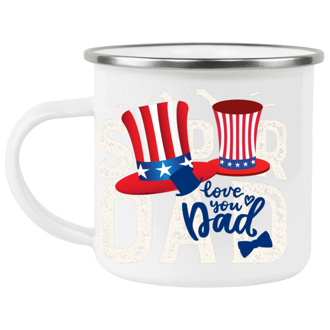 1-3-HAT Lg USA-FLAG COLOR USA HAT- Enamel Camping Mug