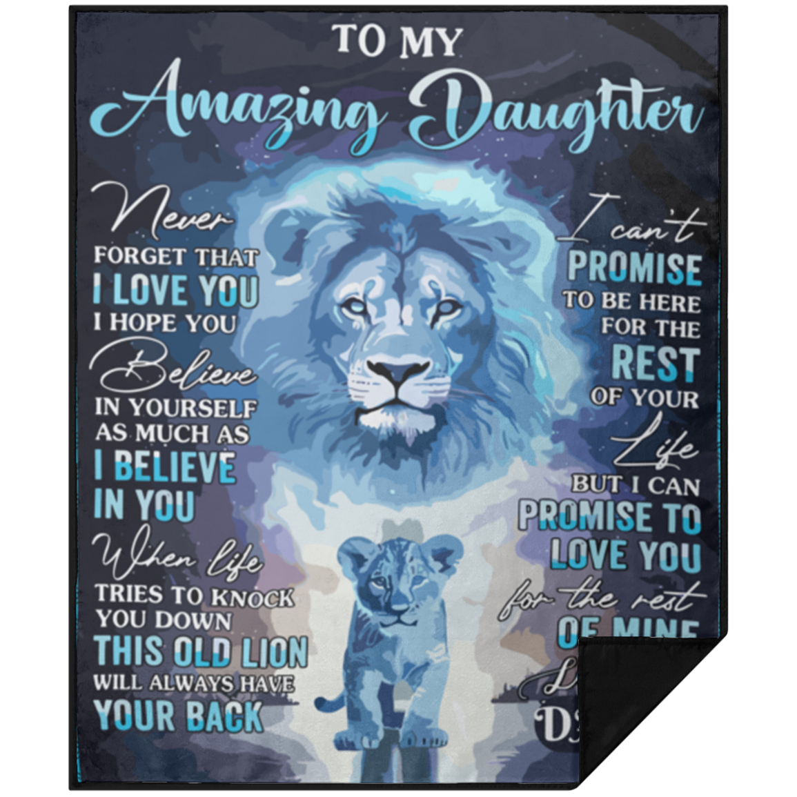 To My Amazing Daughter This Old Lion Will Always Have Your Back-Love Dad Premium Mink Sherpa Blanket 50x60 SALE price $49.95 USD