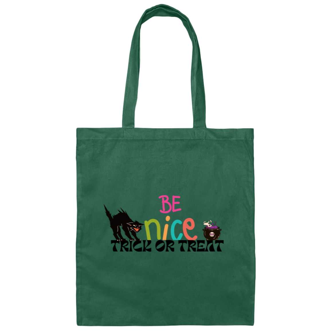 Orange and Black Cat- Halloween Illustrated-100% Cotton Canvas Tote Bag