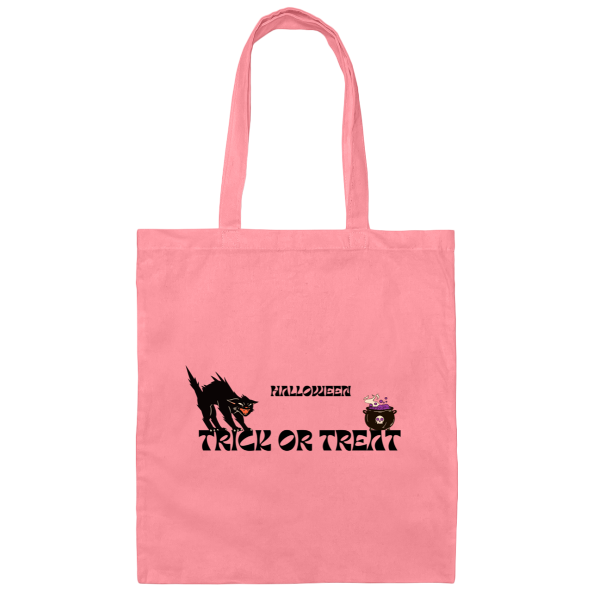 Orange and Black Cat- Halloween Illustrated-100% Cotton Canvas Tote Bag