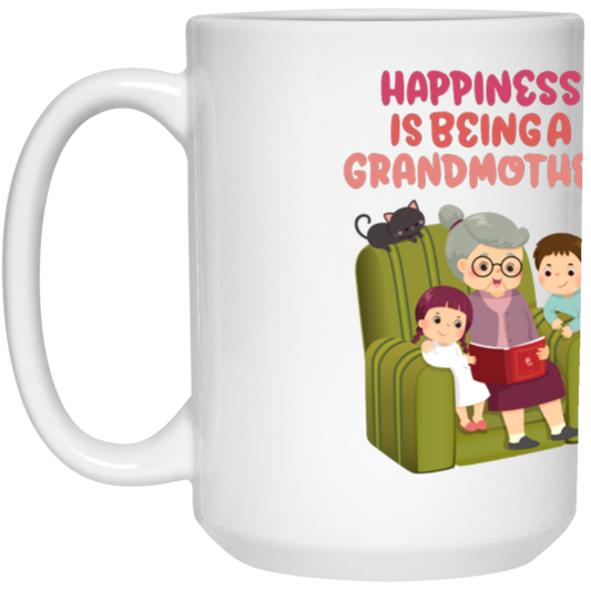 TO MY HAPPINESS IS BEING A GRANDMOTHER-MUGS 15 oz. White Mug