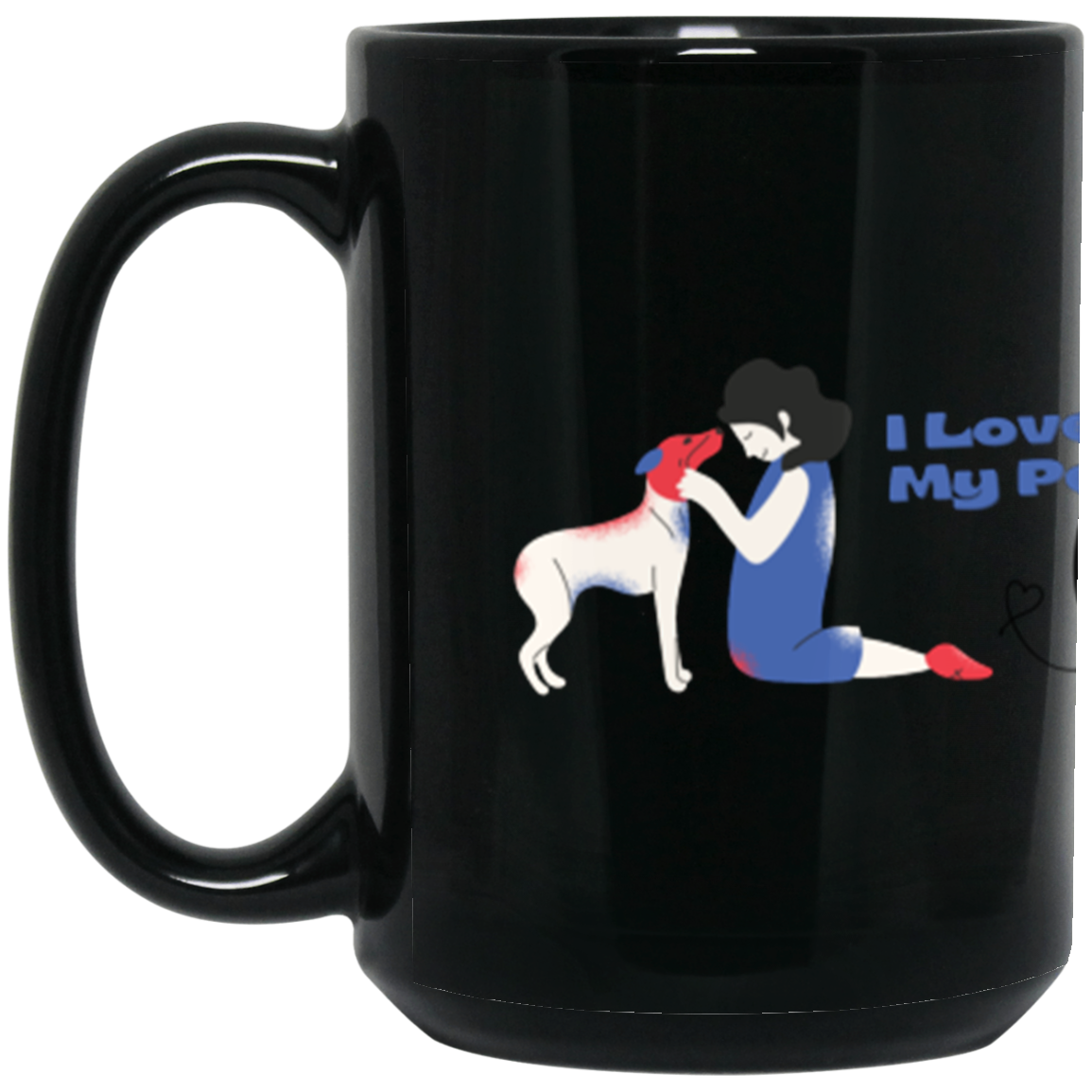 Dog & Cat I Love My Pet-BM15OZ 15 oz. Black Mug