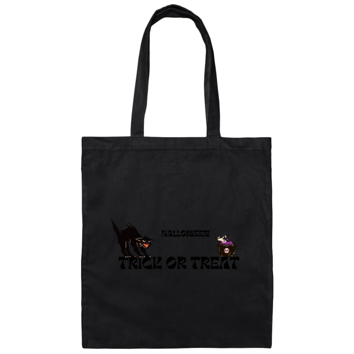 Orange and Black Cat- Halloween Illustrated-100% Cotton Canvas Tote Bag