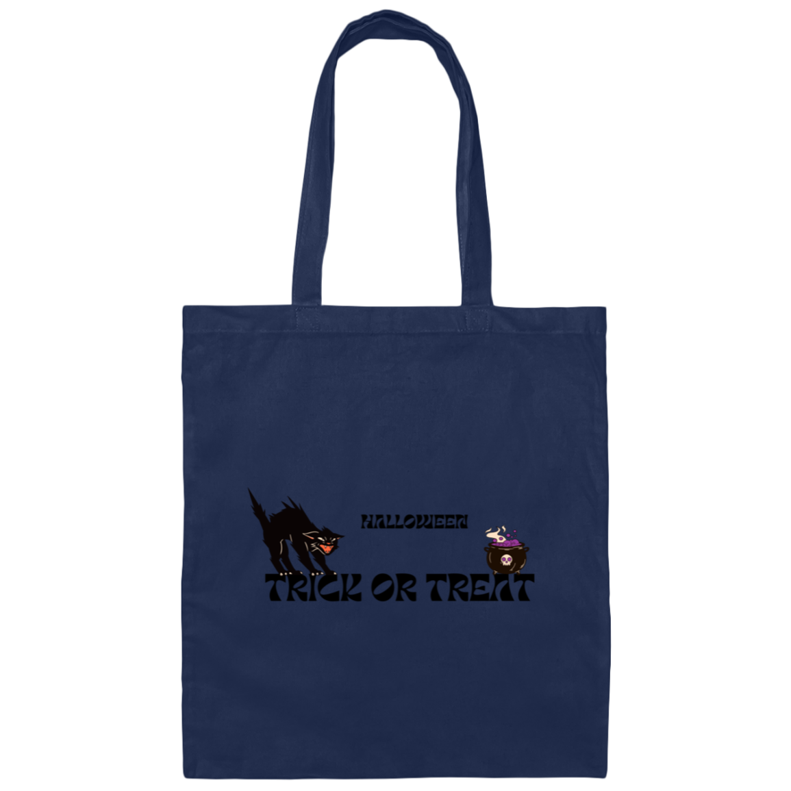 Orange and Black Cat- Halloween Illustrated-100% Cotton Canvas Tote Bag