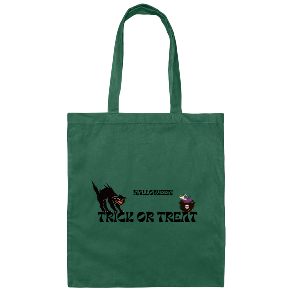 Orange and Black Cat- Halloween Illustrated-100% Cotton Canvas Tote Bag