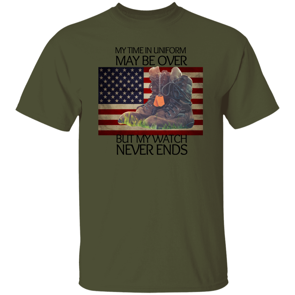 #4-My Time In Uniform May Be Over But My Watch Never Ends-T-SHIRT