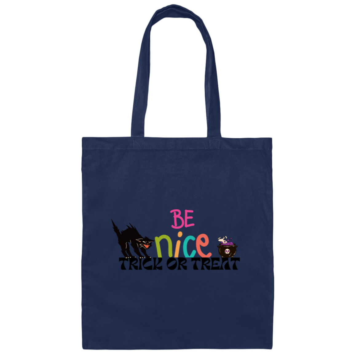 Orange and Black Cat- Halloween Illustrated-100% Cotton Canvas Tote Bag