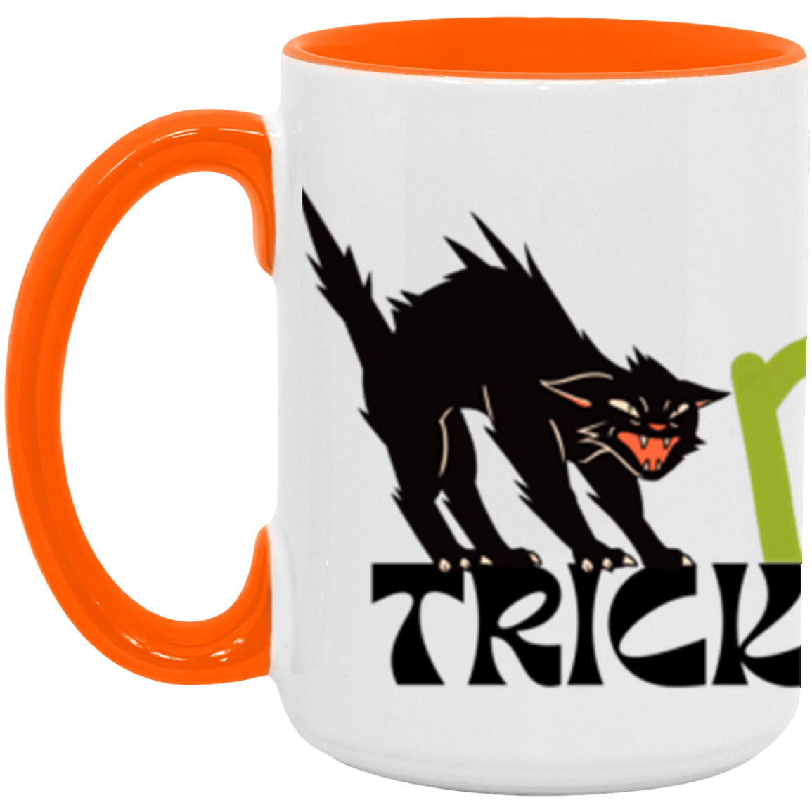 Orange and Black-Cat Pot Of Gold Halloween-15 oz Mug-Cup