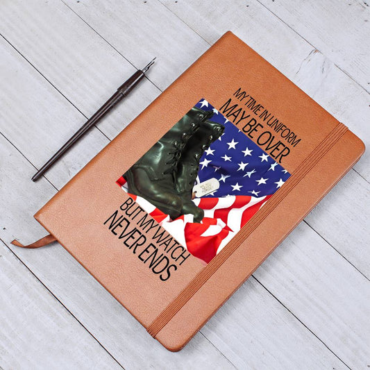 My Watch Never Ends-Never Forget-Dog Tag Boots-Graphic Leather Journal