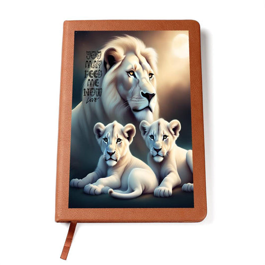 Lion & Cubs Feed Me-Graphic Leather Journal