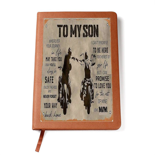 To My Son Wherever the Journey-Mom Graphic Leather Journal 💕