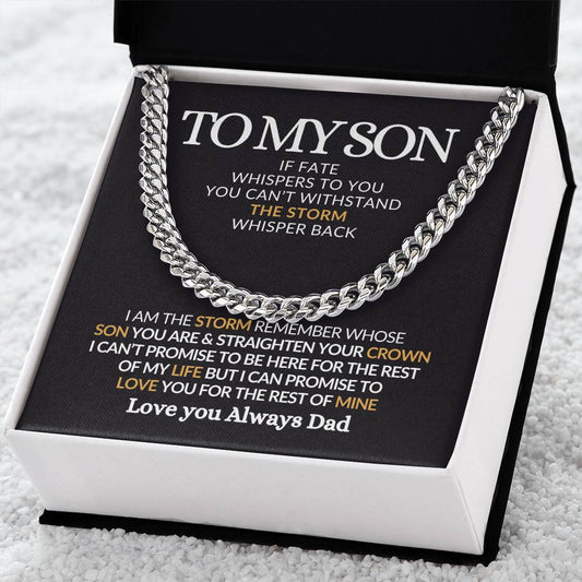 Cuban Link Chain for Son - I Am the Storm - Inspirational Men's Jewelry