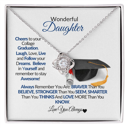 To My Wonderful-Daughter-Future is Bright- Love Knot Necklace💕