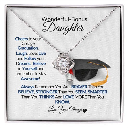 To My Wonderful-Bonus-Daughter-Future is Bright- Love Knot Necklace💕