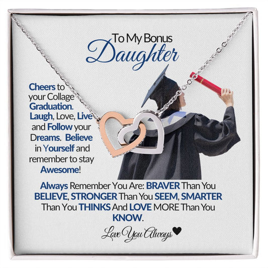 To My Beautiful Bonus Daughter-Dream-Interlocking Hearts Necklace💕